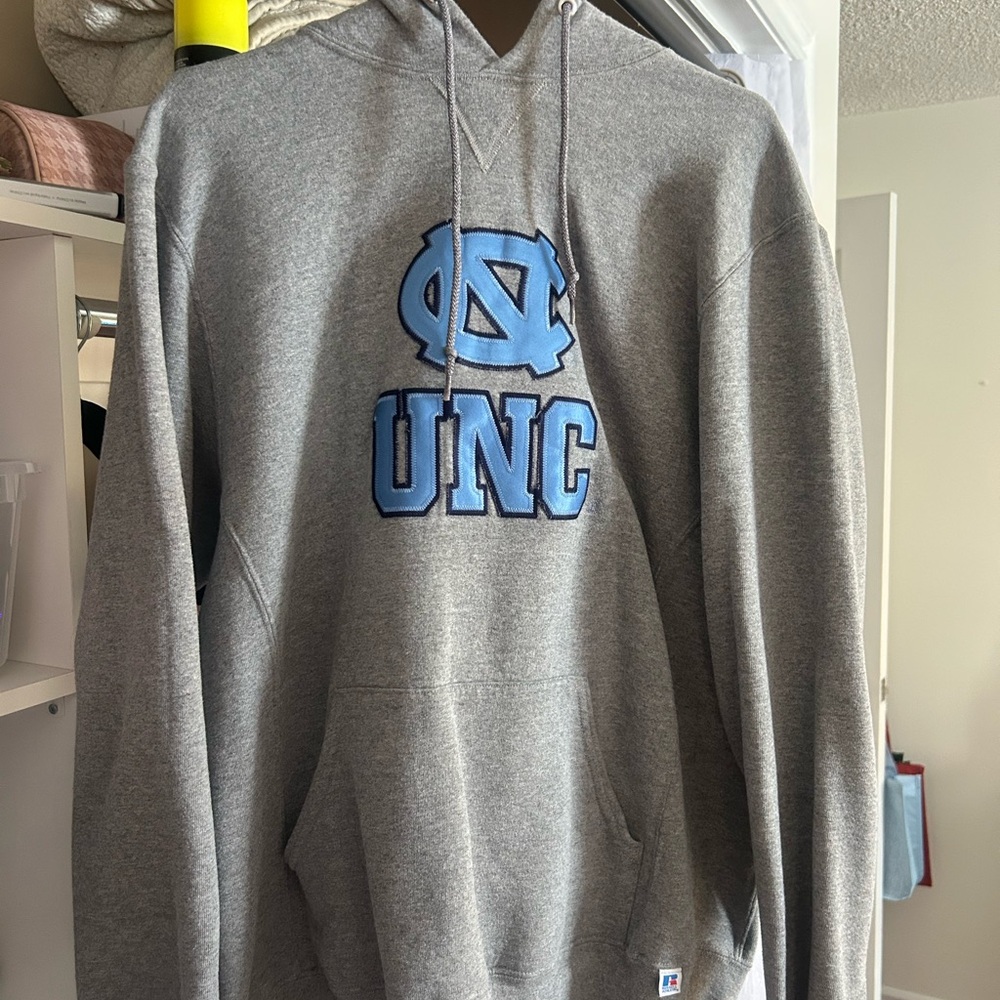 Russell Athletic Gray Hoodie with Blue Logo